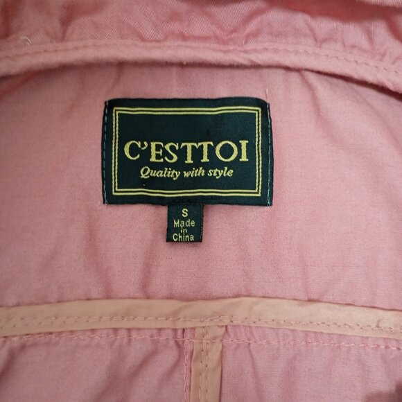 CEsttoi Jacket S 100% Cotton Womens Pink Hooded With Zip Closure & Pockets - Picture 2 of 12